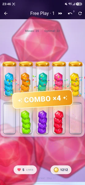 Jumble Jar board with colorful items sorted into jars and a combo celebration