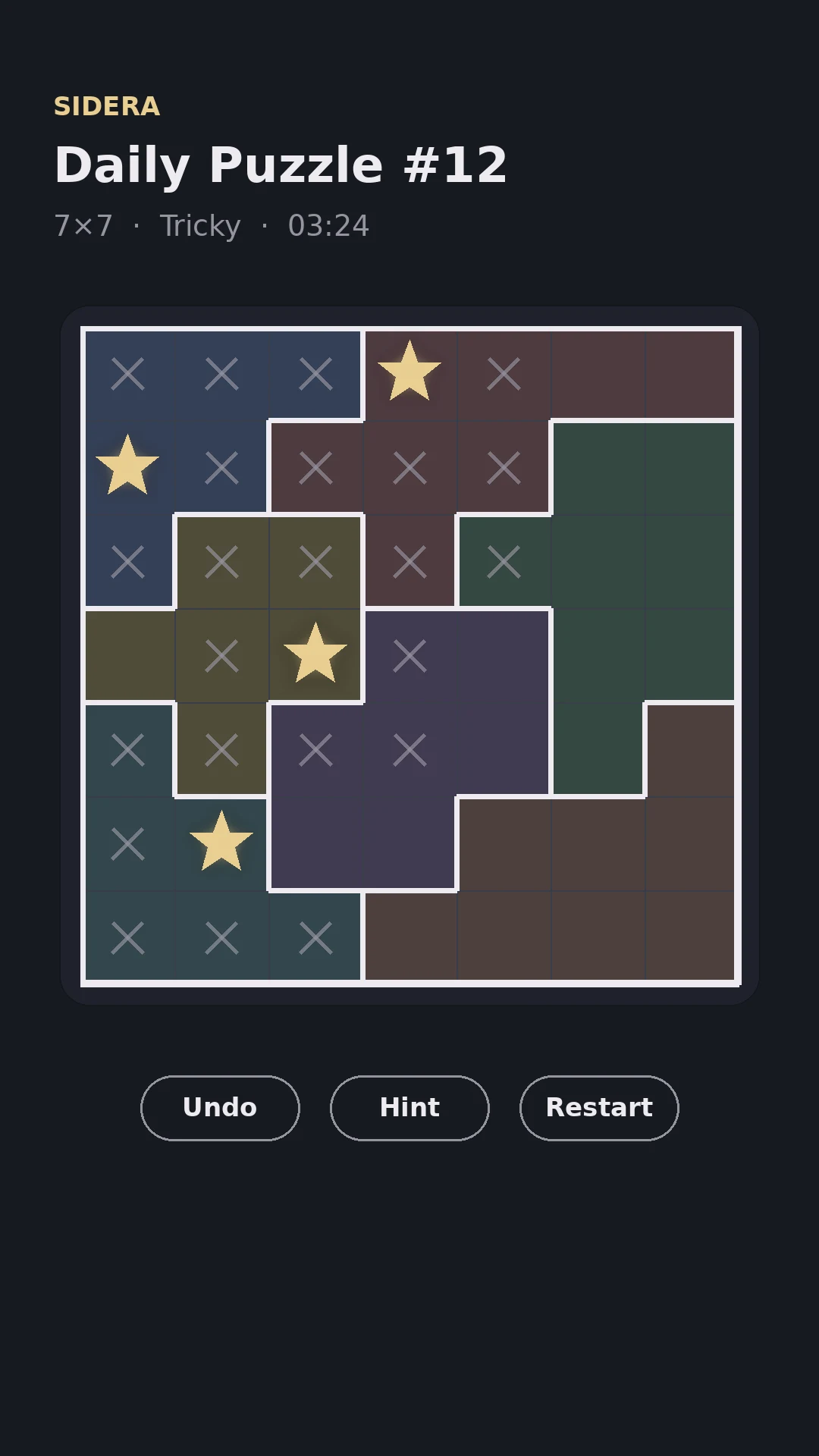 Sidera night theme, a dark puzzle board easy on the eyes